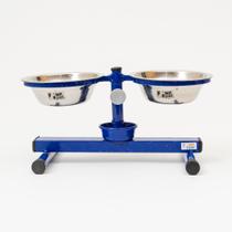 Comedouro Bebedouro Cães Antiformiga Duplo Bacia Inox Água Ração Mini Azul 700ML Comedouro Bebedouro Cães Antiformiga Duplo Bacia Inox Água Ração Mini Azul 700ML