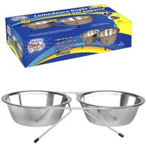 Comedouro / bebedouro de inox com suporte 600ml 33x17x6,5cm Comedouro / bebedouro de inox com suporte 600ml 33x17x6,5cm