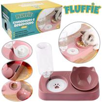 Comedouro bebedouro de plastico com adaptador + garrafa fluffie