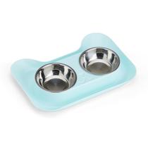Comedouro Bebedouro Duplo Com Tigela Removível Inox 170ml para Pets Cor:Azul Comedouro Bebedouro Duplo Com Tigela Removível Inox 170ml para Pets Cor:Azul