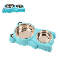 Comedouro Bebedouro Duplo Urso Com Tigelas De Inox Pet Cão Gato