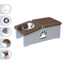 Comedouro Bebedouro Elevado Cachorro Base Hibrido PetMDF - Inox