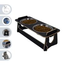 Comedouro Bebedouro Gato Elevado Pet Duplo Tigela Ração Inox Saudável Preto Comedouro Bebedouro Gato Elevado Pet Duplo Tigela Ração Inox Saudável Preto