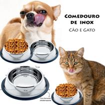 Comedouro Bebedouro Inox Antiderrapante Para Pet 15CM - Lola Distribuidora