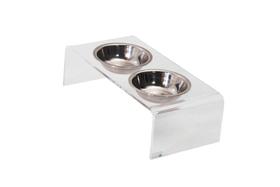 Comedouro/ Bebedouro Modernpet Duplo Acrílico Inox Grande