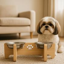 Comedouro Bebedouro Popular Gato e Cachorro Elevado Pet Mdf