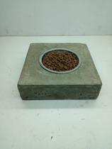Comedouro / bebedouro quadrado para gato cimento leve/inox