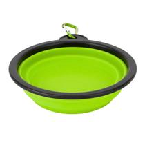 Comedouro Bebedouro Retrátil para Pets 350ml c/ Mosquetão Cor:Verde Claro