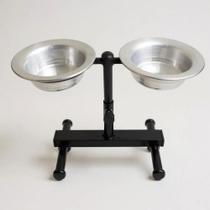 Comedouro Bebedouro Tigelas Pote Ajustável Duplo Cães Gatos Regulável Alumínio Mini 300ml - Avipet