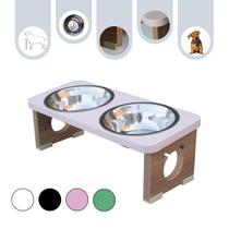 Comedouro Cachorro Pet MDF Elevado Duplo Colors Rose - Inox Comedouro Cachorro Pet MDF Elevado Duplo Colors Rose - Inox