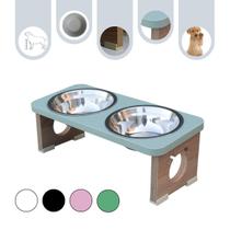 Comedouro Cachorro Pet MDF Elevado Duplo Colors Verde - Inox Comedouro Cachorro Pet MDF Elevado Duplo Colors Verde - Inox