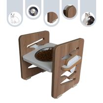 Comedouro Cães e Gatos Elevado MDF Pet Zig Zag Regulagem Altura - Inox Comedouro Cães e Gatos Elevado MDF Pet Zig Zag Regulagem Altura - Inox