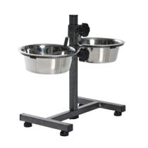 Comedouro Chalesco Duplo Ajustável de Inox