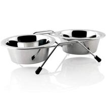 Comedouro Chalesco Para Cães Duplo Inox - Tamanho 2