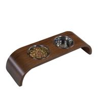 Comedouro de Cachorro e Gato Pet Elevado Duplo Pequeno Teseu Cor Nogueira