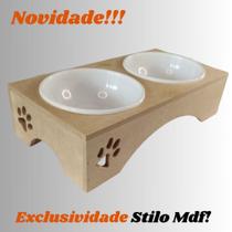 Comedouro De Chão Duplo Para Gatos/ Cachorros Porte Pequeno