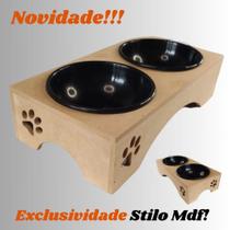 Comedouro De Chão Duplo Para Gatos/ Cachorros Porte Pequeno