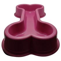 Comedouro de Plástico Osso 500ml - Rosa