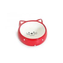Comedouro de Porcelana Face Cat Vermelho - Elegante e Prático - Acquapet - 200ml