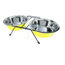Comedouro Duplo American Pets para cães com base - Cores Sortidas - 1L