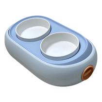 Comedouro Duplo de Cerâmica com Regulagem Azul em 500ml Comedouro Duplo de Cerâmica com Regulagem Azul em 500ml