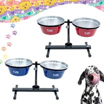 Comedouro Duplo Elevado Antiformiga NF Pet Altura Regulável Pote Alumínio Médio 5L Comedouro Duplo Elevado Antiformiga NF Pet Altura Regulável Pote Alumínio Médio 5L