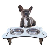 Comedouro duplo elevado pet com vasilhas de inox 300ml