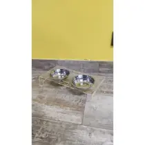 Comedouro Duplo em Acrilico 2 Tigela Inox Para Cão E Gato