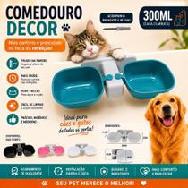 Comedouro Duplo Ergonomico Elevado de Parede Decor Para Cães Gato e Roedores