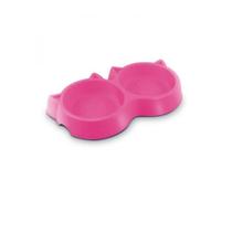 Comedouro Duplo Gato Luxo Pet Injet 250 ml - Rosa