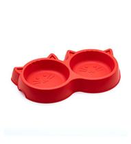 Comedouro Duplo Luxo Vermelho para Gato Pet Injet