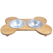 Comedouro Duplo Para Cachorro Com 2 Potes Aluminio Comedouro Duplo Para Cachorro Com 2 Potes Aluminio