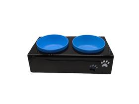 Comedouro duplo para cães e gatos em acrílico com potes