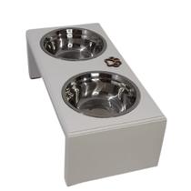 Comedouro Duplo Para Cães e Gatos Tamanho PP Com 12 cm de Altura Branco