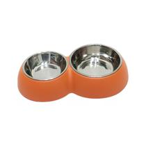 Comedouro Duplo Para Pet Cachorro Gato Tigela Inox 02 Pratos