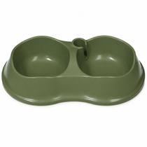 Comedouro Duplo Pet 600ml Ração Água Porta Garrafa Cor:Verde Comedouro Duplo Pet 600ml Ração Água Porta Garrafa Cor:Verde