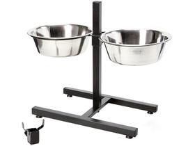 Comedouro E Bebebouro Pet Duplo Ajustável De Inox Para Cães Chalesco