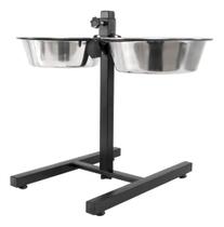Comedouro E Bebebouro Pet Duplo Ajustável De Inox Para Cães Chalesco