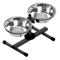 Comedouro e Bebedouro Anti-Formiga Ajustável - Tigelas Inox - Grande Comedouro e Bebedouro Anti-Formiga Ajustável - Tigelas Inox - Grande