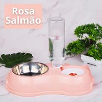 Comedouro E Bebedouro Automático Para Cães Gatos Pet Filhotes cor:Rosa