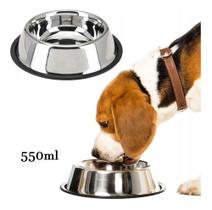 Comedouro E Bebedouro De Inox Antiderrapante Para Pet Cachorros E Gatos 550ml