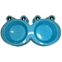 Comedouro e bebedouro duplo 150ml sapo azul cães e gatos Comedouro e bebedouro duplo 150ml sapo azul cães e gatos