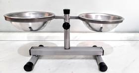 Comedouro e bebedouro (duplo 2 em 1) regulável