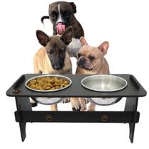 Comedouro e Bebedouro Duplo Elevado Gato Cachorro Pet Mdf e Aluminio 650 ML