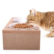 Comedouro E Bebedouro Duplo Suspenso Gato E Cachorro Mdf15mm