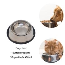 Comedouro e Bebedouro Inox Antiderrapante para Cães e Gatos 450ml - Cosy