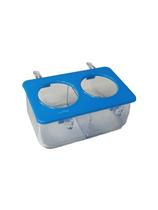 Comedouro E Bebedouro Lateral Com Divisão Aves Passaros Azul