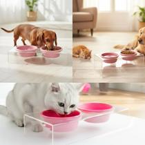 Comedouro Elevado Acrílico Transparente Pote Água e Ração para Gato e Cachorro Comedouro Elevado Acrílico Transparente Pote Água e Ração para Gato e Cachorro