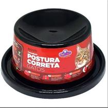 Comedouro Elevado Antiformiga P/ Gatos Postura Correta RosaAzulPreto