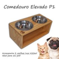 Comedouro Elevado Bebedouro para Gatos e Cachorro Pequeno ( 15cm / 420ml ) - Pote Duplo P1 - R2P1